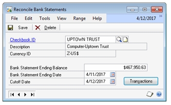 Reconsile Bank Statements