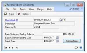 Bank Reconcile in Dynamics GP