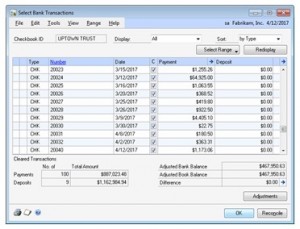 Bank Reconcile OK in Dynamics GP