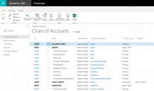 standard chart of accounts in Dynamics 365 for Financials