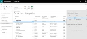default G/L Account Categories in Dynamics 365 for Financials