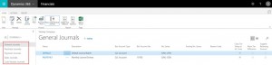 default journal setup for new company in D365