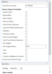 Dynamics NAV cash flow forecast