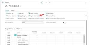 how to import Dynamics 365 Business Central budget