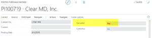 Business Central posted purchase invoice example