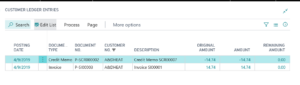 Business Central Customer Ledger example