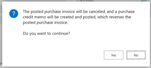 Business Central purchase invoice
