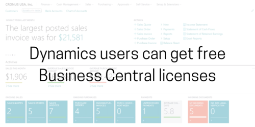 free Business Central licenses header image
