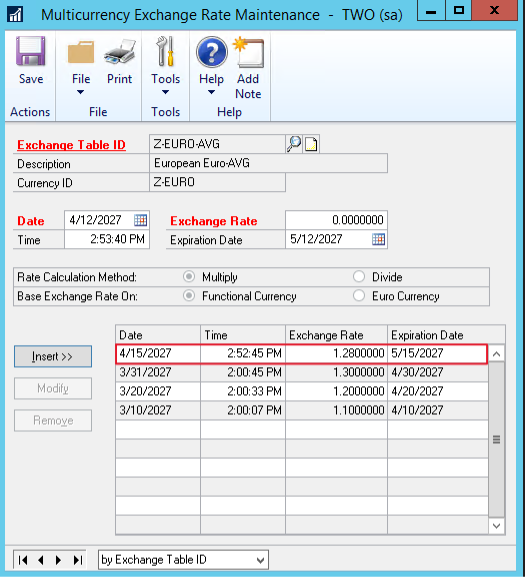 multi currency exchange in Dynamics GP