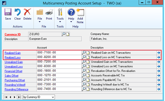 multi currency posting setup in Dynamics GP