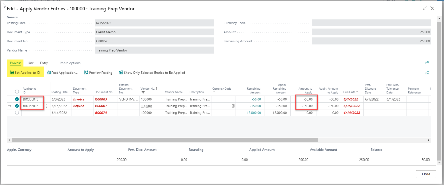 How to apply or unapply entries in Business Central Boyer & Associates