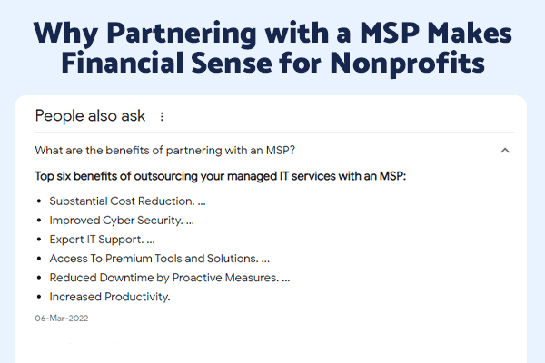 A nonprofit can benefit financially by working with a managed service provider (MSP) 
