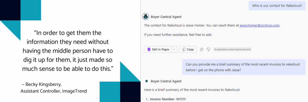 image of customer quote on benefits of Boyer's AI agent